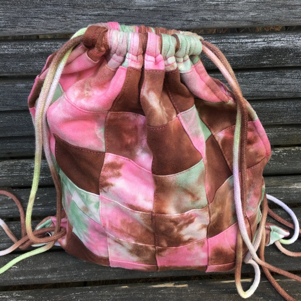 Cotton Tie Dye Patchwork Drawstring Backpack - image 5